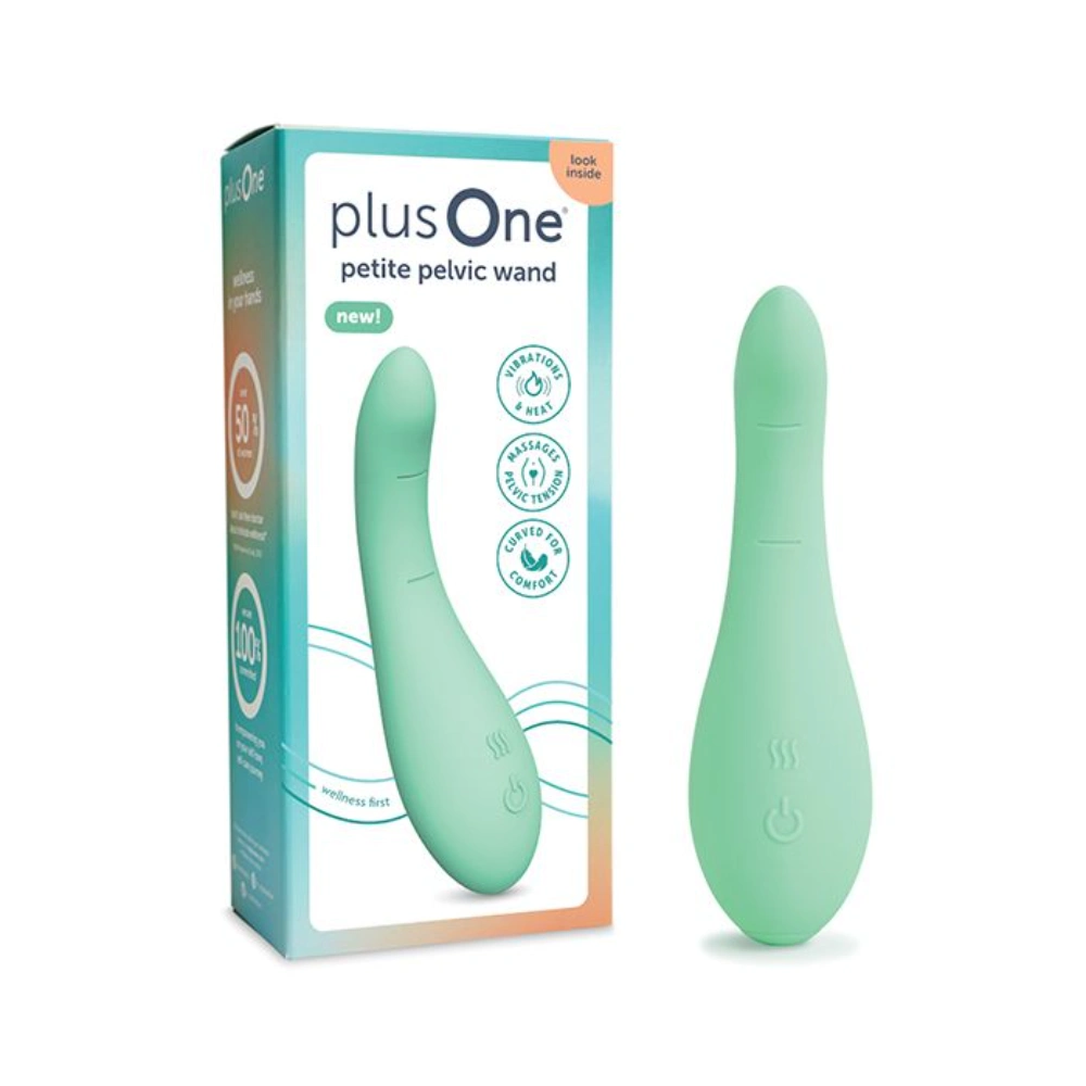 plusOne Petite Pelvic Wand G Spot Curve Vibrator for Women Silicone Heat 10 Modes