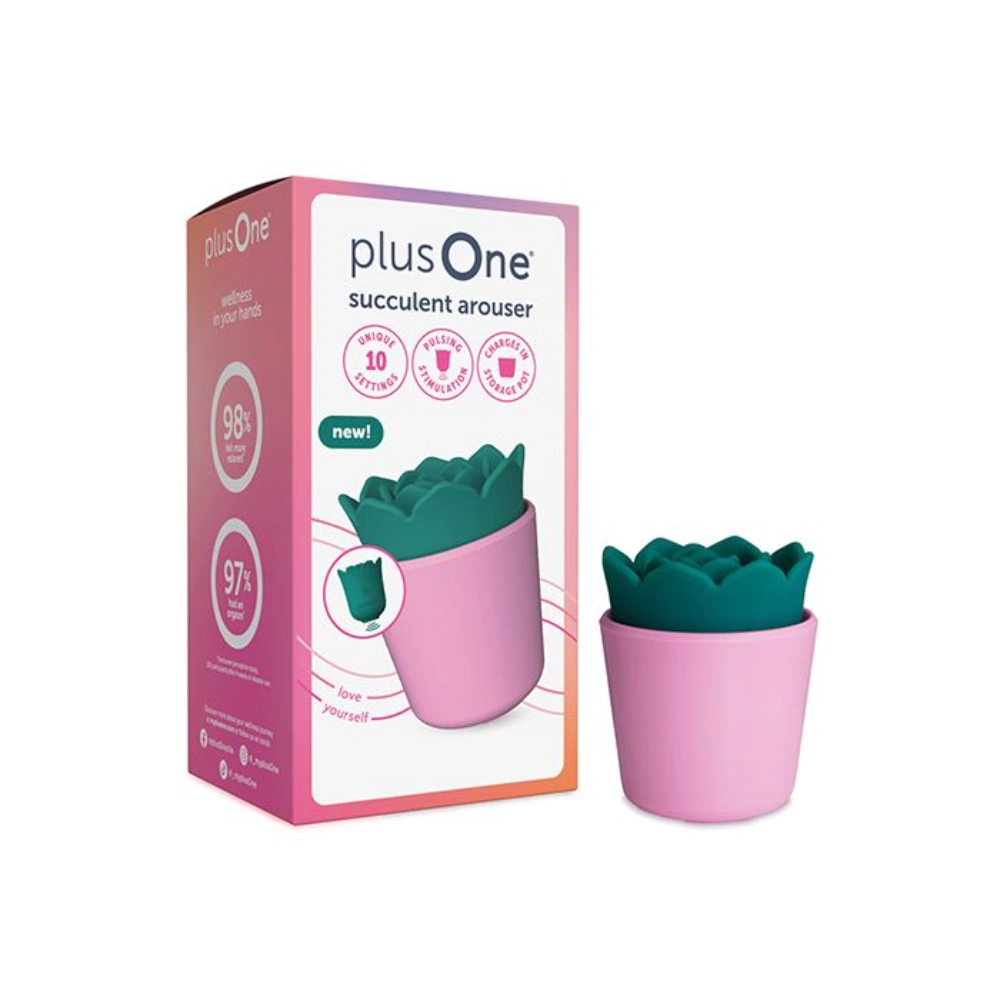 plusOne Succulent Arouser Plant Shaped Vibrator 10 Pulsing Settings Rounded Grip Discreet