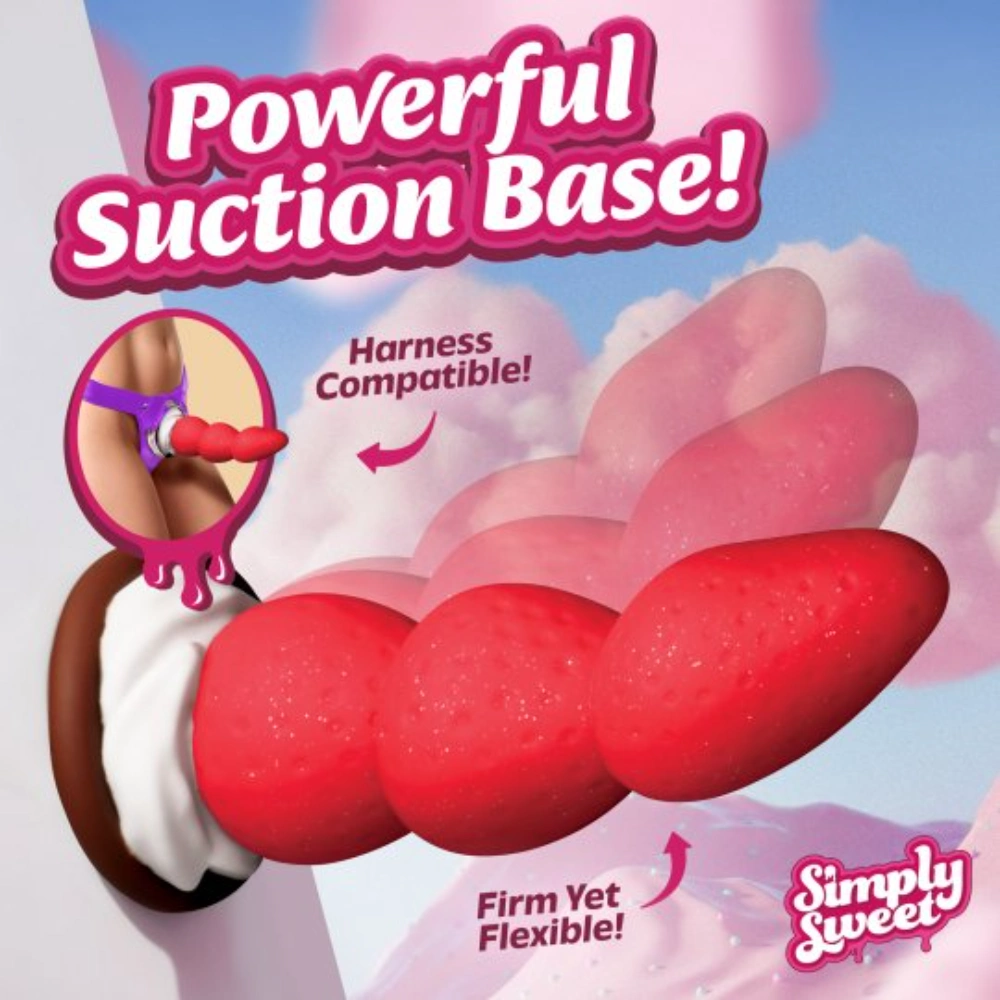 simply sweet strawberry cream silicone dildo