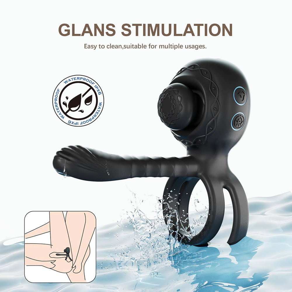 Venusfun Dual Rings Vibrating 10 Modes Cock Ring Penis Ring For Enhancement Time Delay