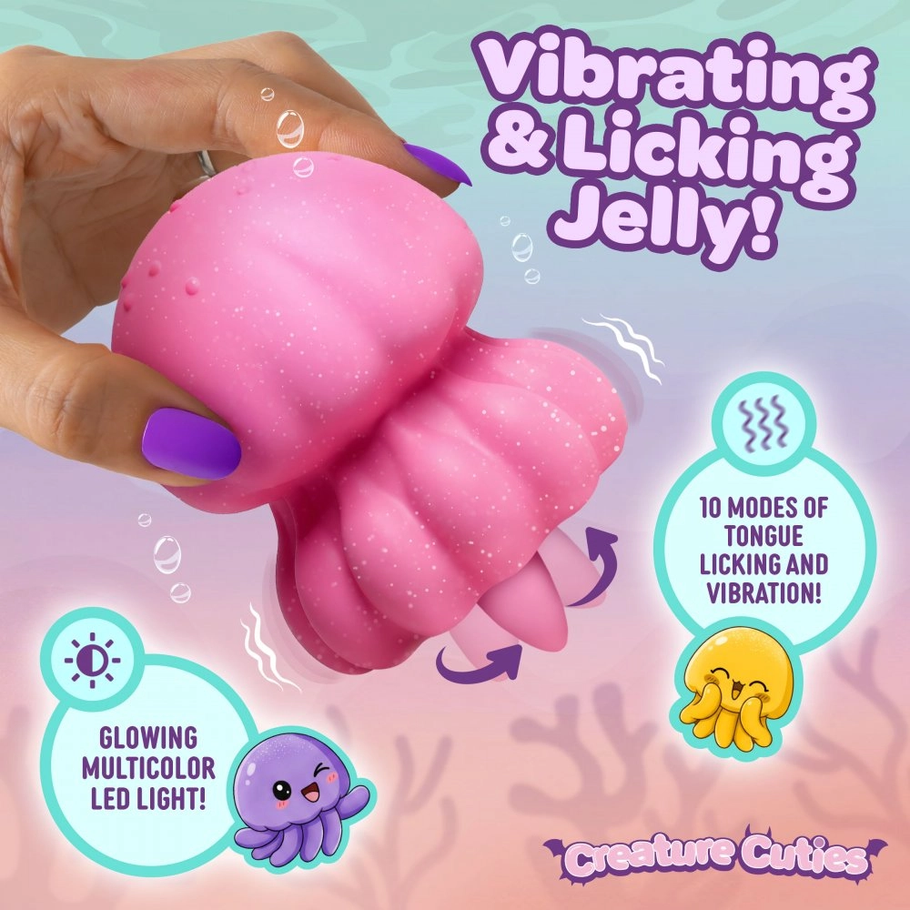 XR Brands Creature Cocks Glow Jelly Clit Licking & Vibrating Vibe Cute Nipple Stim Toy