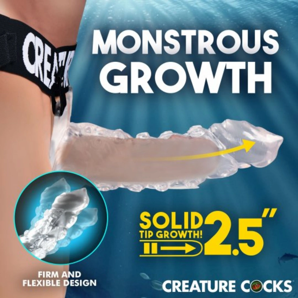xr brands king kraken hollow strap-on clear penis sleeve safe material