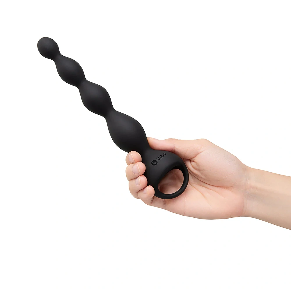 b-Vibe 6.5 in Vibing Beads Butt Beads Vibrating Anal Toy Large Anal Beads Silicone Backdoor Trainer