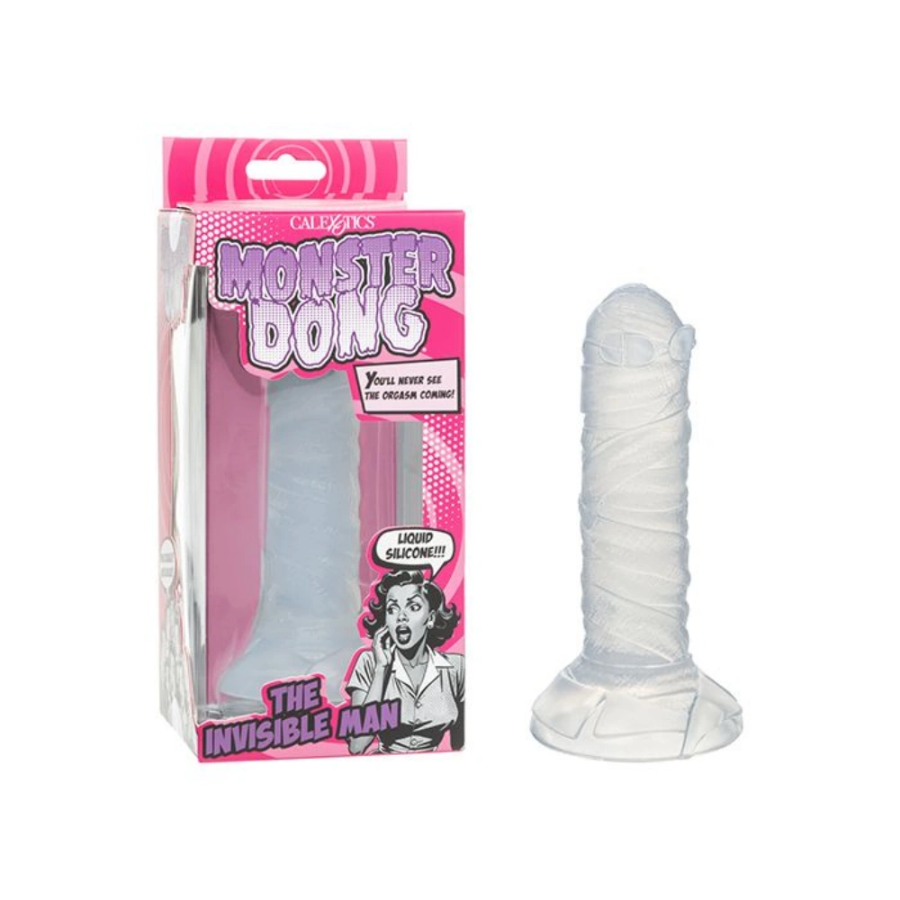 CalExotics Monster Dong The Invisible Man Suction Cup Dildo Clear Dildo 5 in Ribbed Dildo