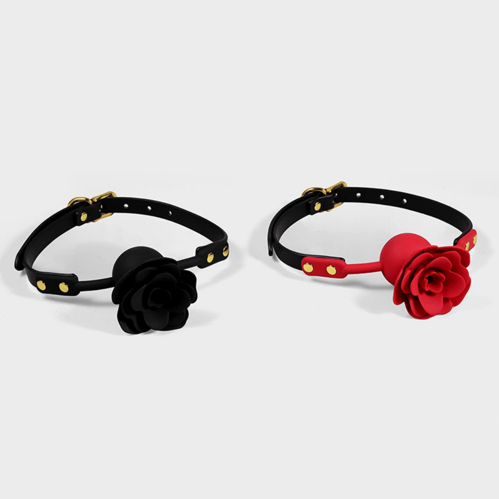 Venusfun Floral Rose Soft Silicone Mouth Gag Ball Gag BDSM Accessories With Adjustable Strap