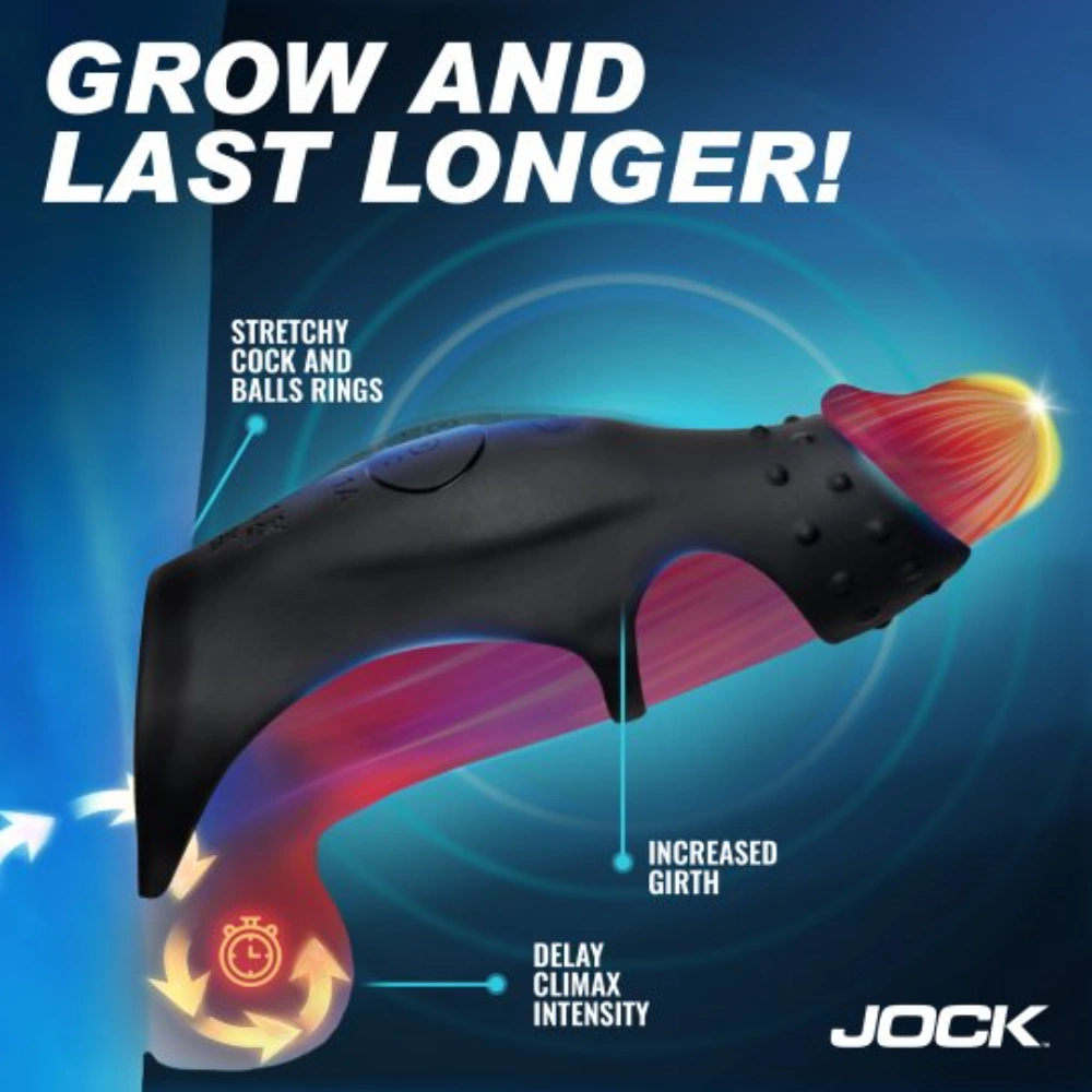 jock silicone vibrating penis sleeve dual ring