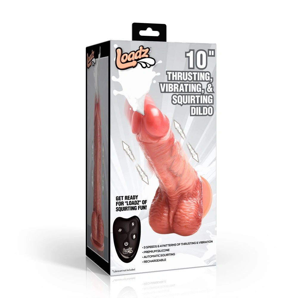 loadz 10in thrusting vibrating squirting dildo easy use