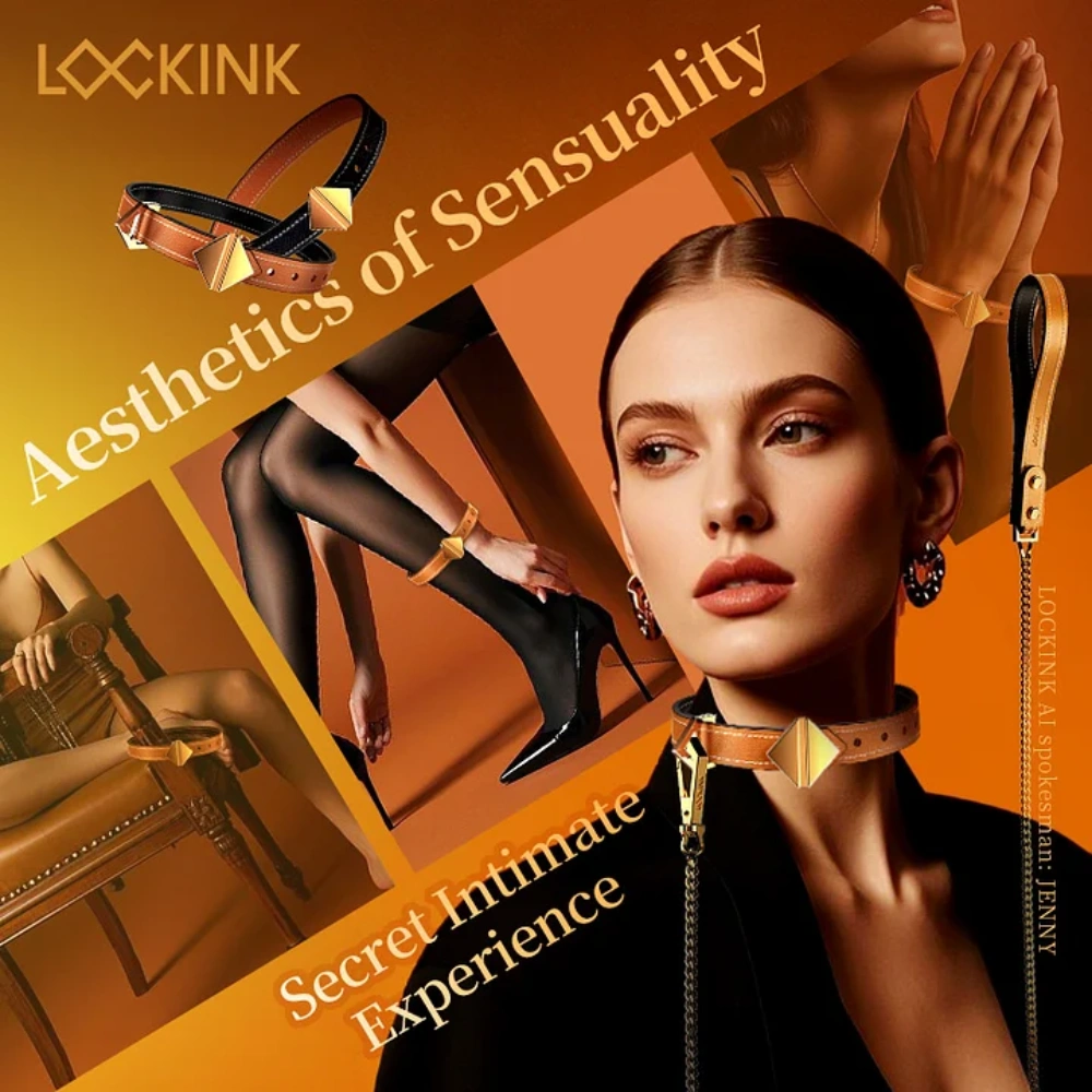 lockink adjustable bondage collar with leash