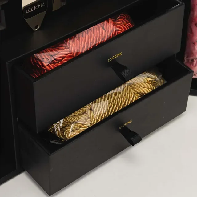 LOCKINK luxury BDSM kit lower drawers for organized storage of rope and accessories