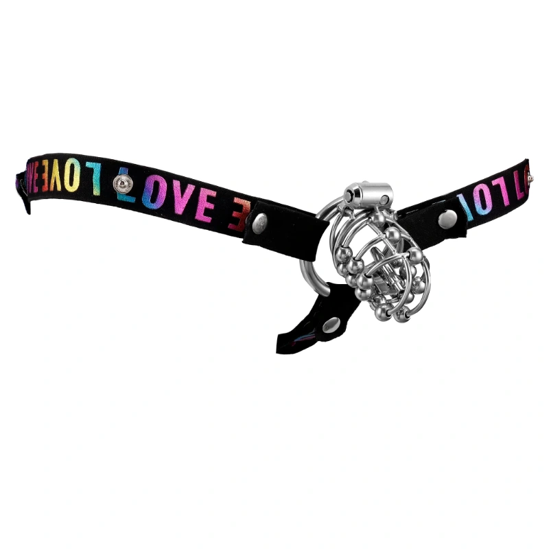 metal chastity cage with urethral sound and rings set