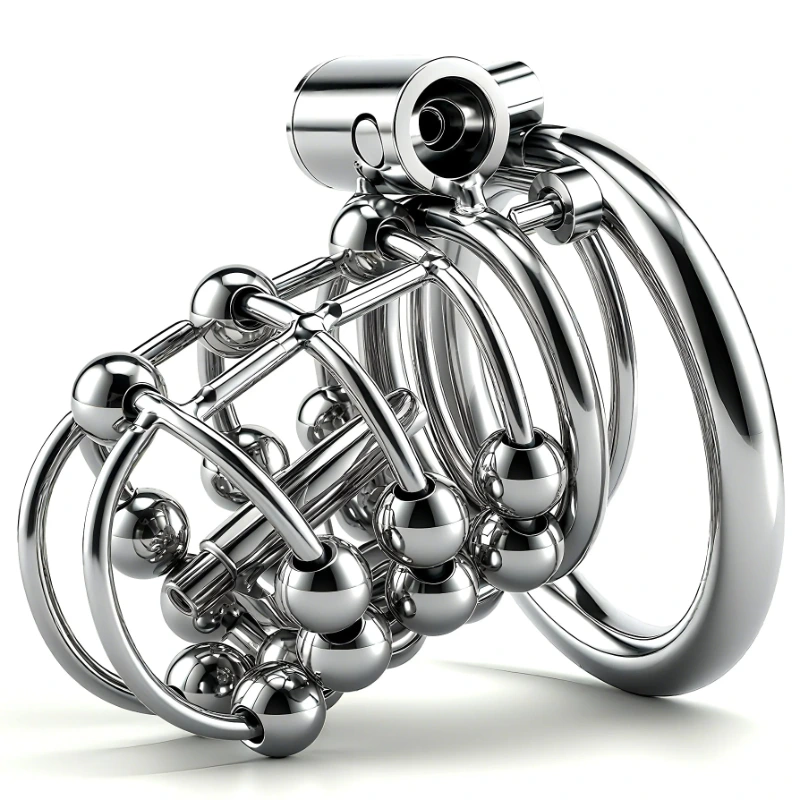 male chastity device steel cage rolling bead stimulation