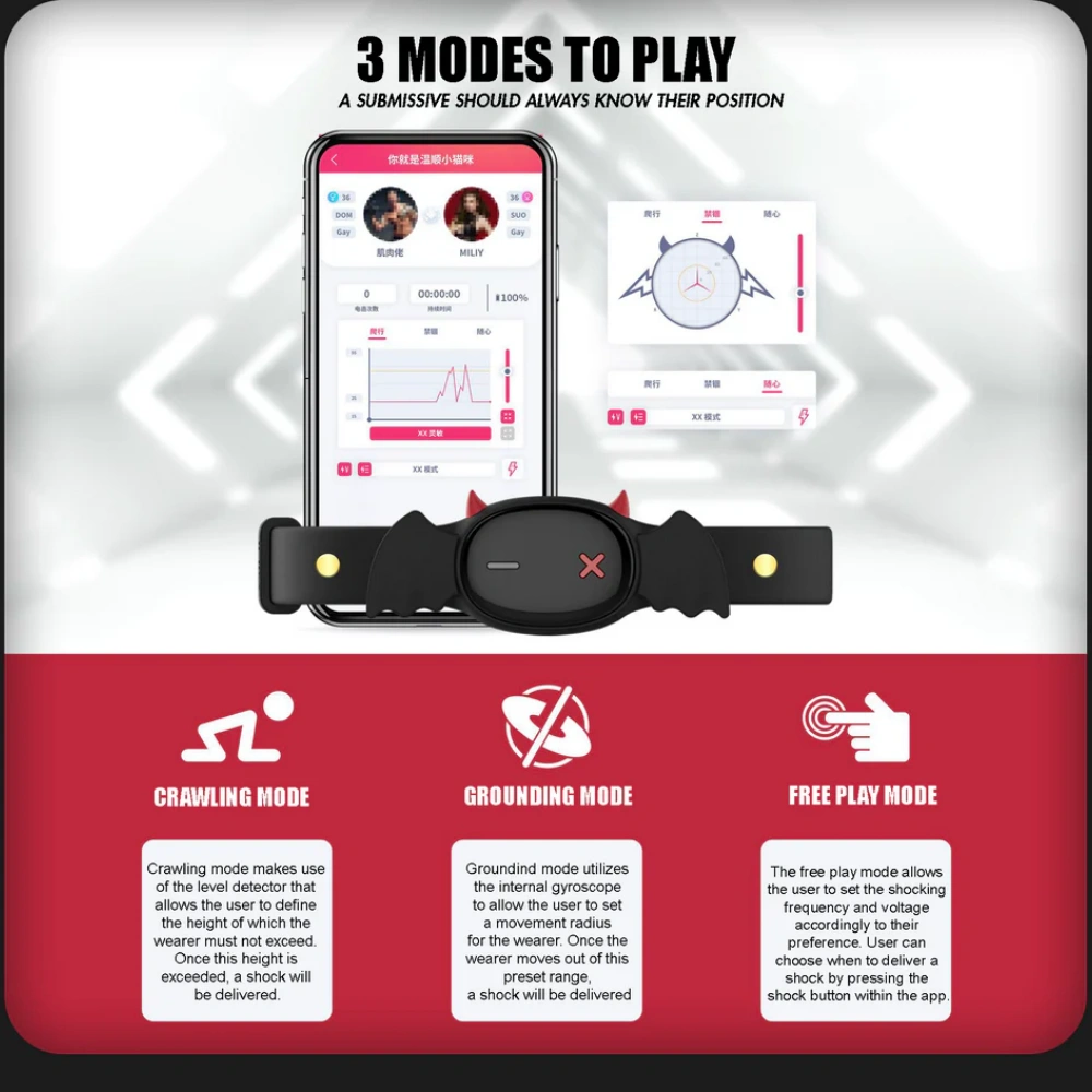 lockink qiui little devil electric shock submissive collar easy use