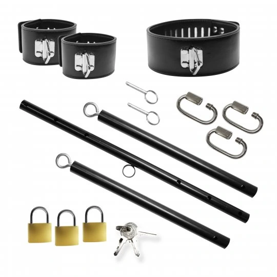 Master Series Dominion Bar Spreader Bar with Collar and Restraints BDSM Control Set