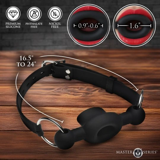 black silicone ring gag with steel buckle
