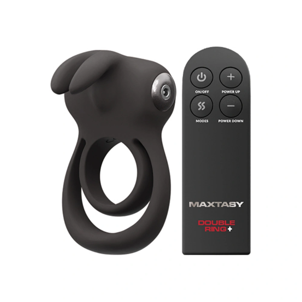 Maxtasy Double Ring + Cock Ring Vibrating Ring Penis Enhancement Penis Training Toy With Remote