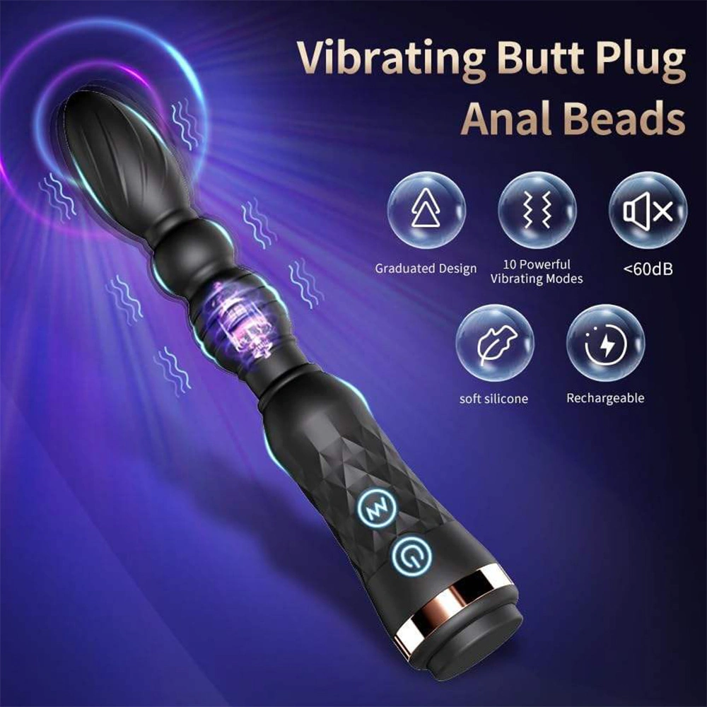 Venusfun Mini Beaded Vibrating Prostate Massager & Anal Plug Butt Plug With 10 Speed For All Genders