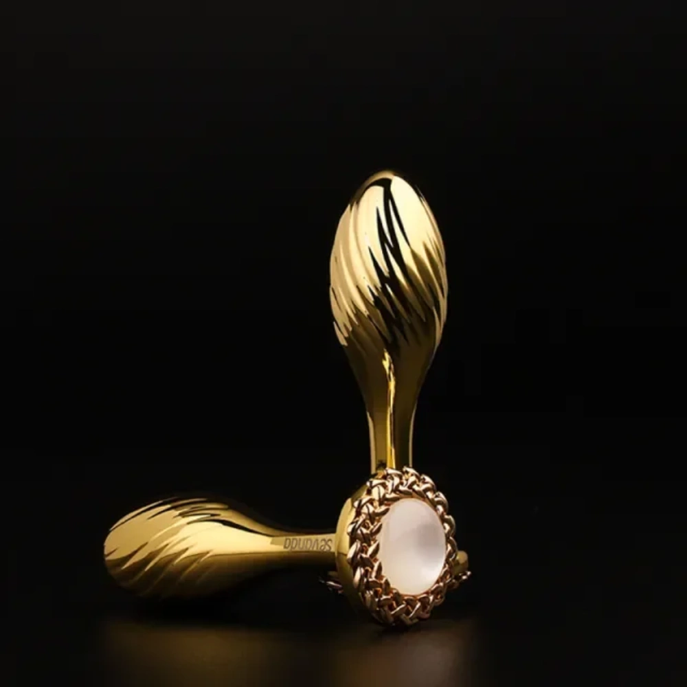 sevanda gold metal anal plug pear shape