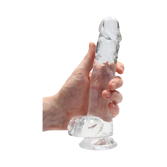 shots realrock 8 inch crystal clear realistic dildo balls
