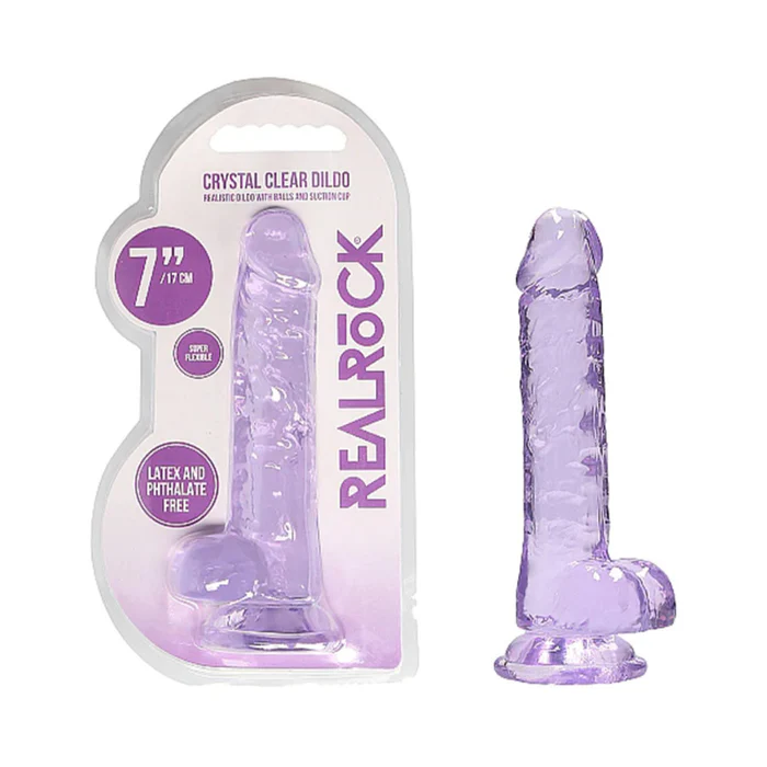 Shots RealRock Crystal Clear Realistic Dildo 6 in Dildo Ribbed Dildo With Balls and Suction Cup