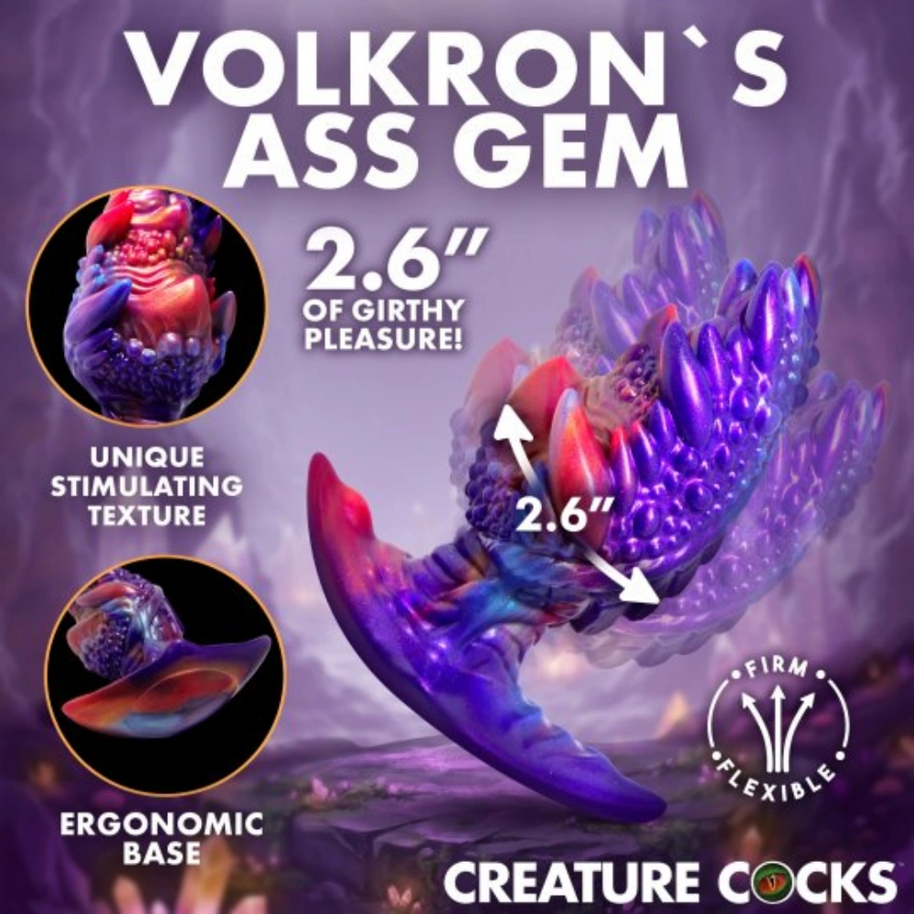 XR Brands Volkron Silicone Butt Plug Anal Ass Trainer Ribbed Vaginal Plug With Tapered Base