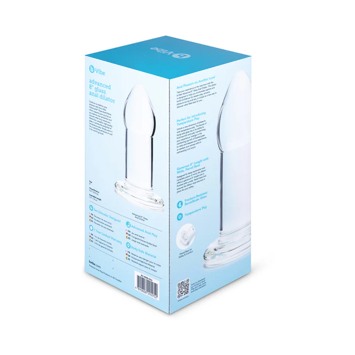 glass anal toy 8 inch flared base safe deep insertion for temperature play