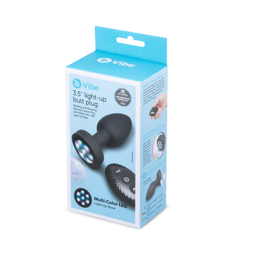 b-vibe 3.5 in light up butt plug with remote
