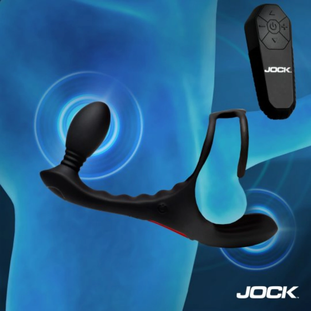 Jock Triple Rush Vibrating C-Ring & Anal Plug Prostate Massager w/ Remote Control For Men