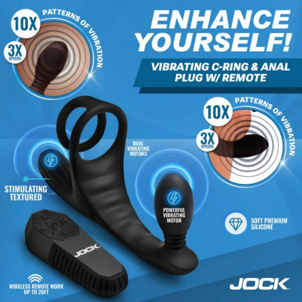 jock triple rush vibrating c ring anal plug safe material