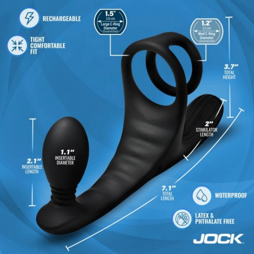 jock triple rush vibrating c ring anal plug waterproof