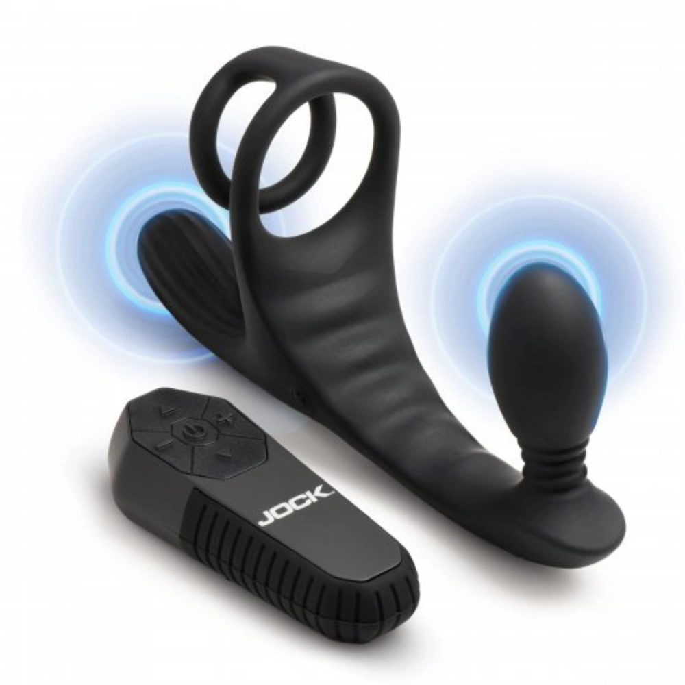 jock triple rush vibrating c ring anal plug with remote