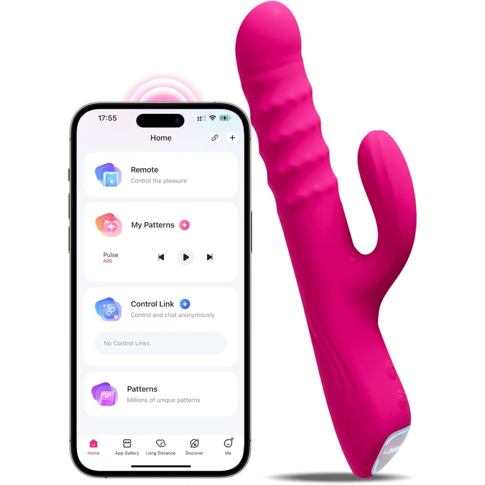 Lovense Velvo Clitoris & G-Spot Rabbit Vibrator With Rotating Beads Long Distance Vibrating Dildos