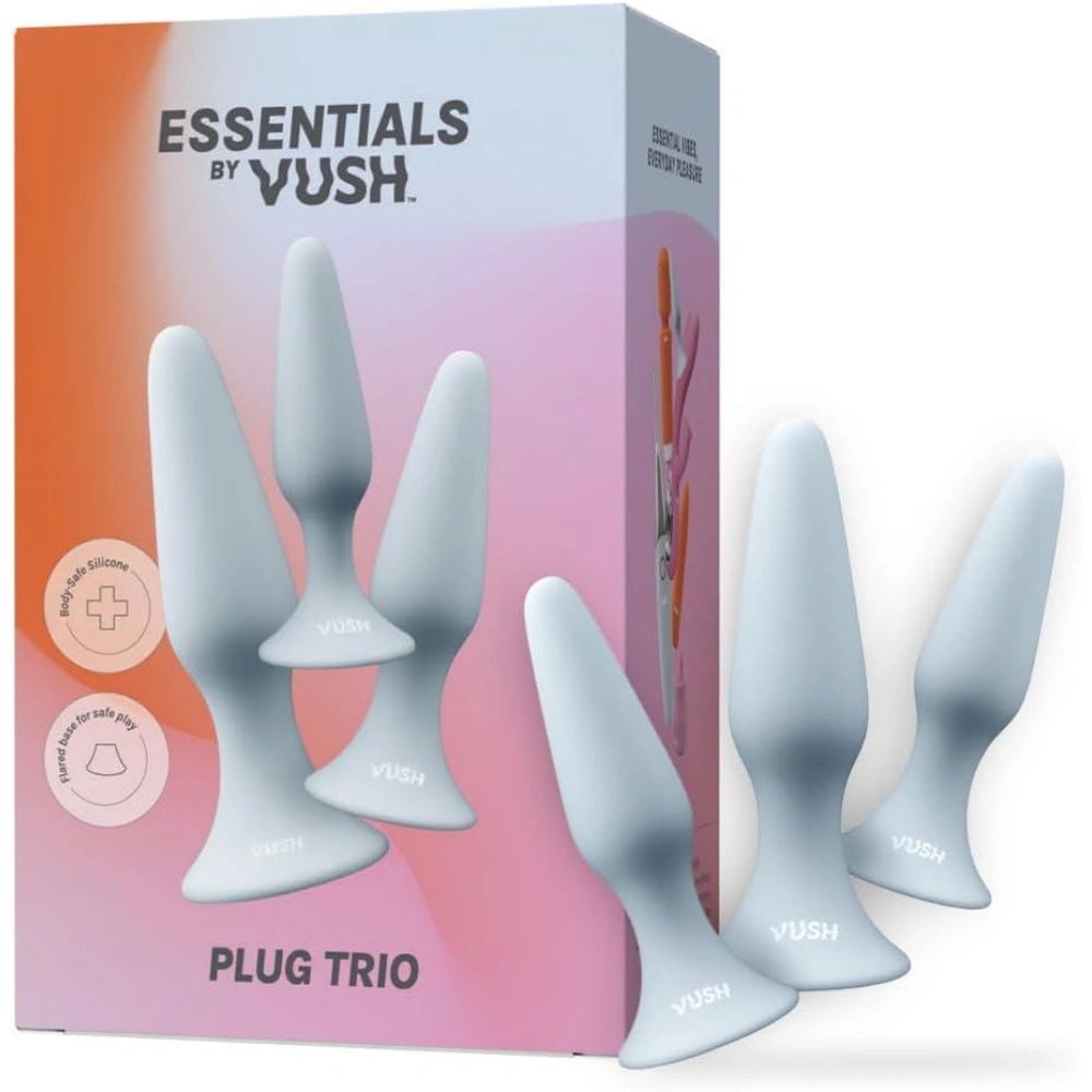 vush essentials plug trio silicone anal trainer kit new type