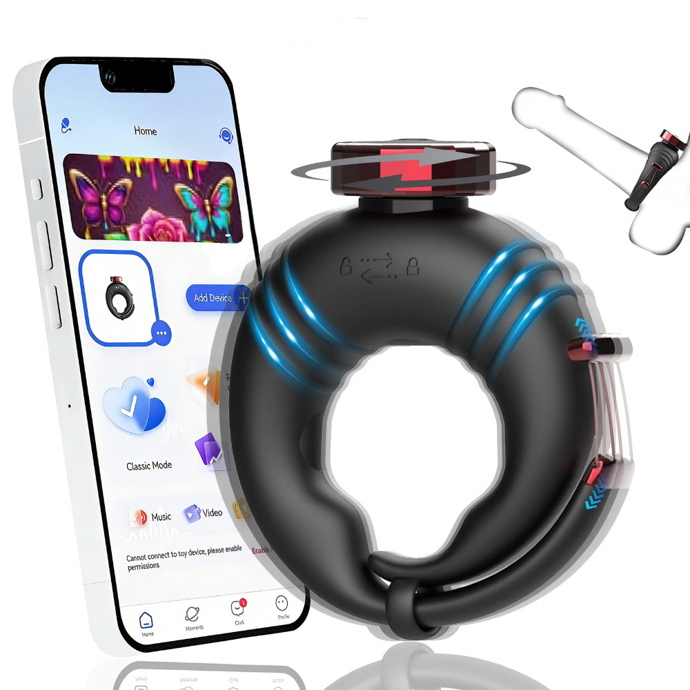 Venusfun Adjustable Cock Ring Vibrator Trainer for Men Soft Silicone App Control 10 Modes