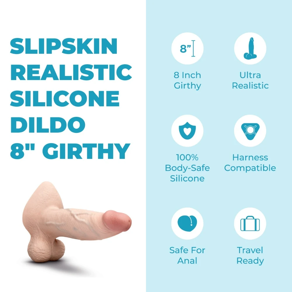 b-vibe slipskin 8 inch girthy silicone dildo