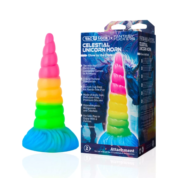 Doc Johnson Vac-U-Lock x Fantasy Fuckers Celestial Unicorn Horn Harness Compatible Dildo