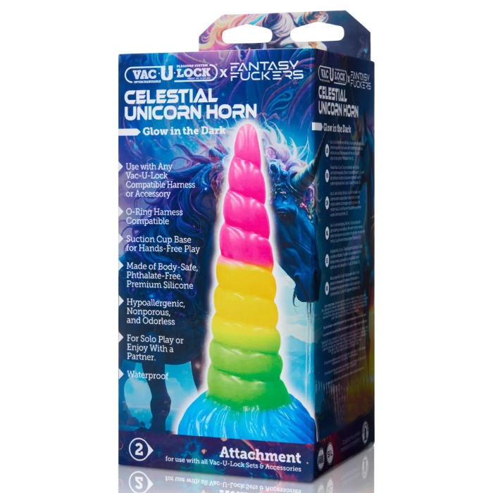 x fantasy fuckers celestial unicorn horn premium silicone dildo