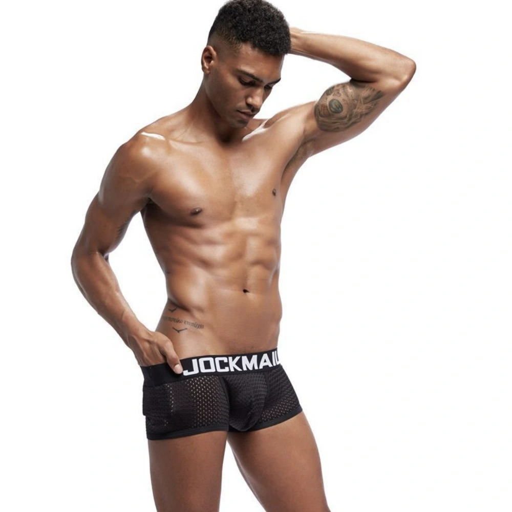 JOCKMAIL Male Panties Mesh Boxer Briefs Ice Silk Athletic Underwear Breathable Quick Dry