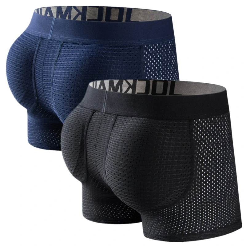 JOCKMAIL Mens Padded Boxer Brief Breathable Mesh Hip Up Underwear Shaping Butt Lift Trunks