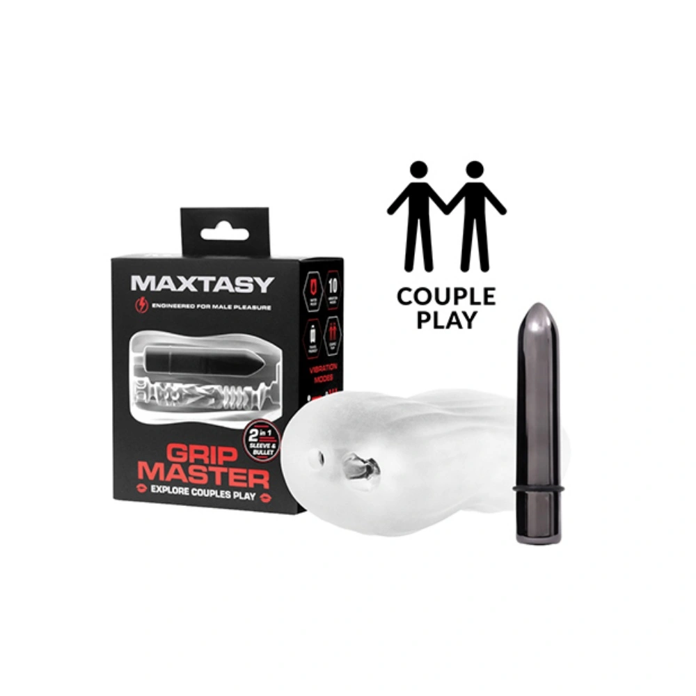 Maxtasy Grip Master Sleeve & Bullet Penis Sleeve 10 Vibrating Speeds Sex Toy For Couple Play