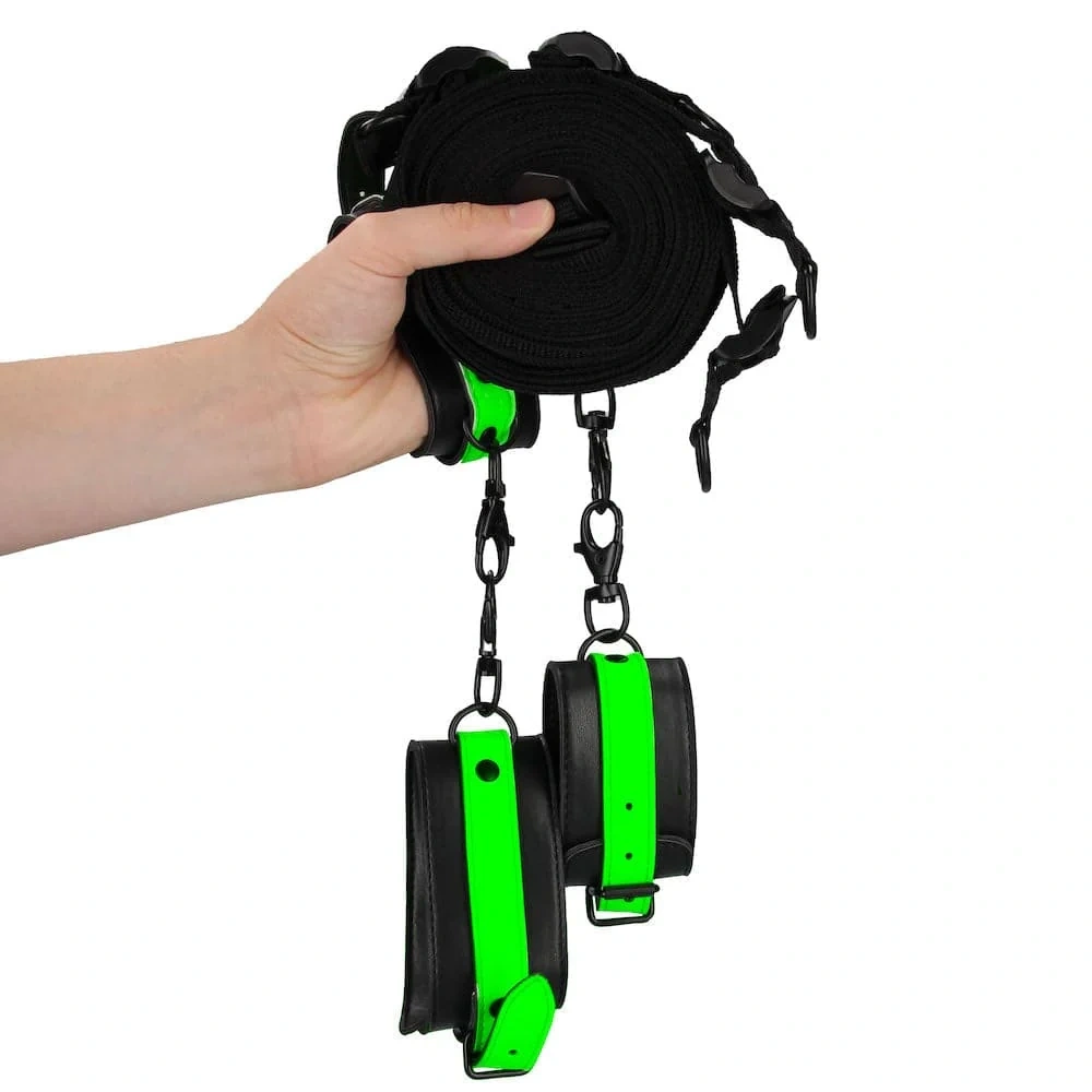 Shots Ouch Bed Bindings Restraint Kit BDSM Bondage Handcuffs & Ankle Cuffs For Couples
