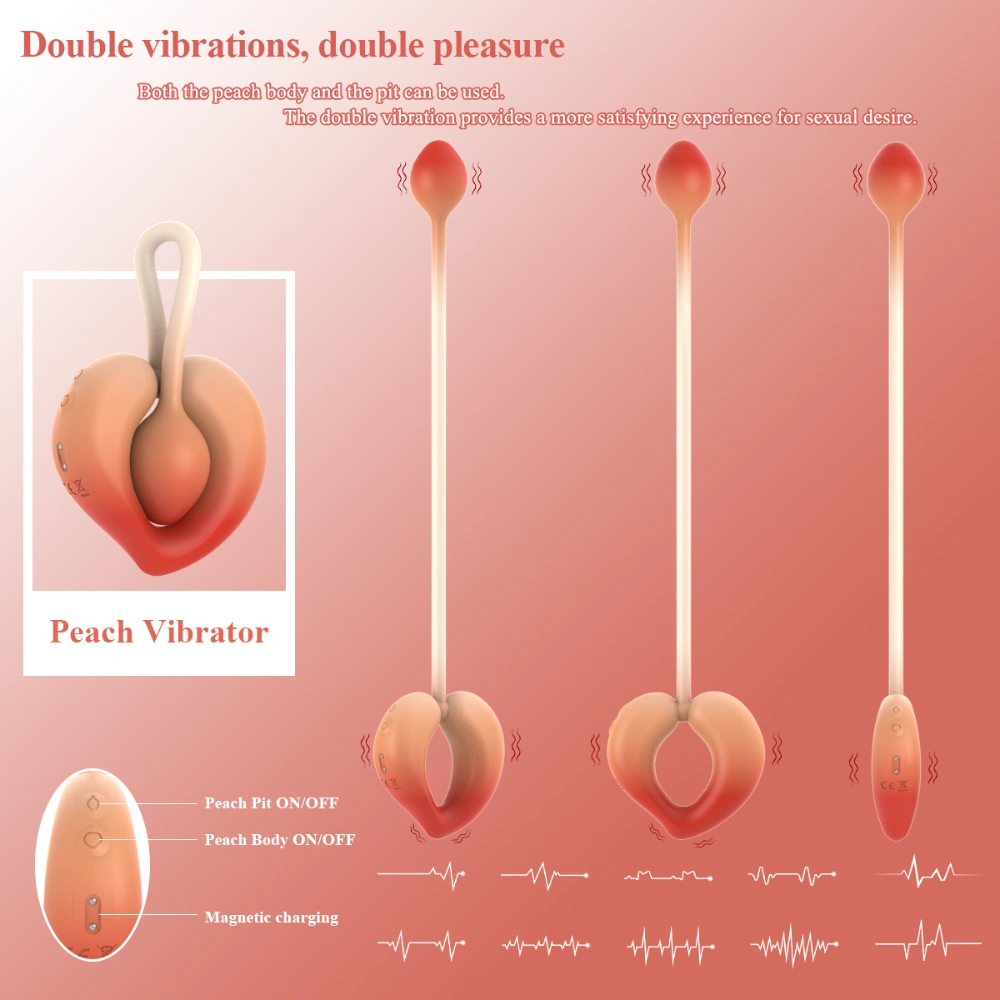 couples love egg vibrator silicone peach shape double stimulation toy