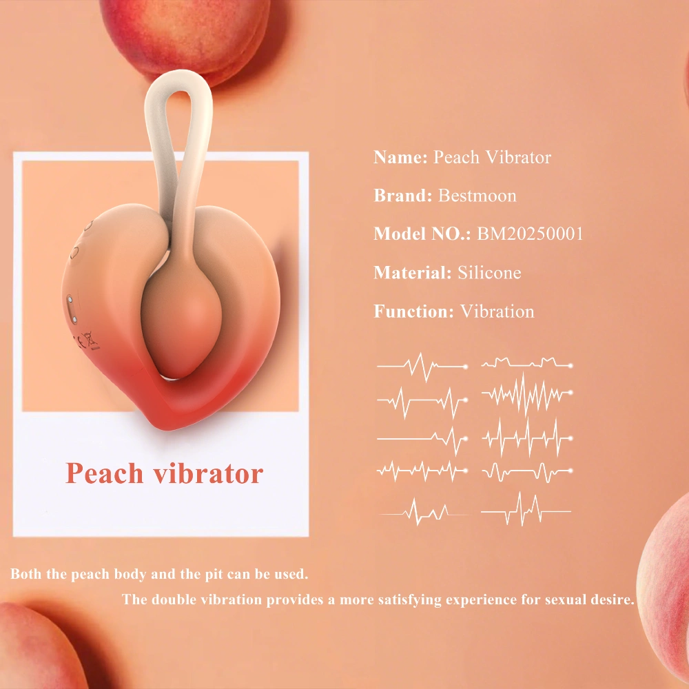silicone cock ring vibrator for couples peach double vibration pleasure toy