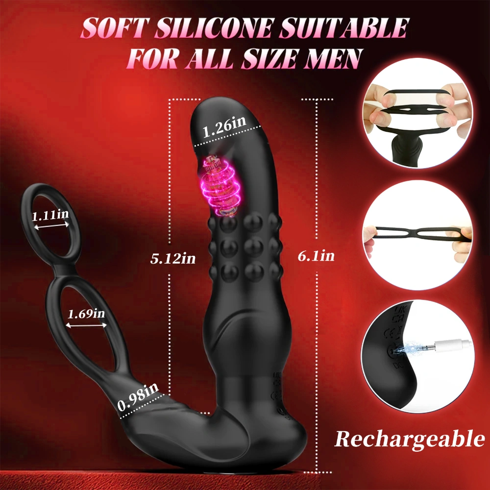 butt plug anal dildo with cock ring and 9 wiggling vibrating modes