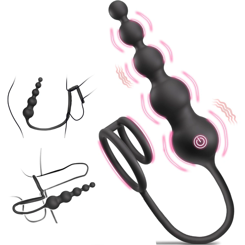 Venusfun Vibrating Anal Beads Remote Control Silicone Butt Plug Anal Sex Toy for Couples Men