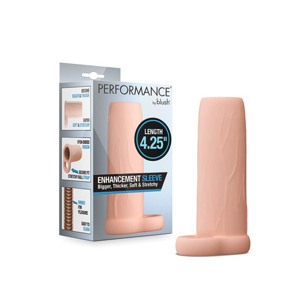 Blush Male Performance 4.25 Inch Penis Extender Ribbed Interior Fuller Feel Cock Sleeve