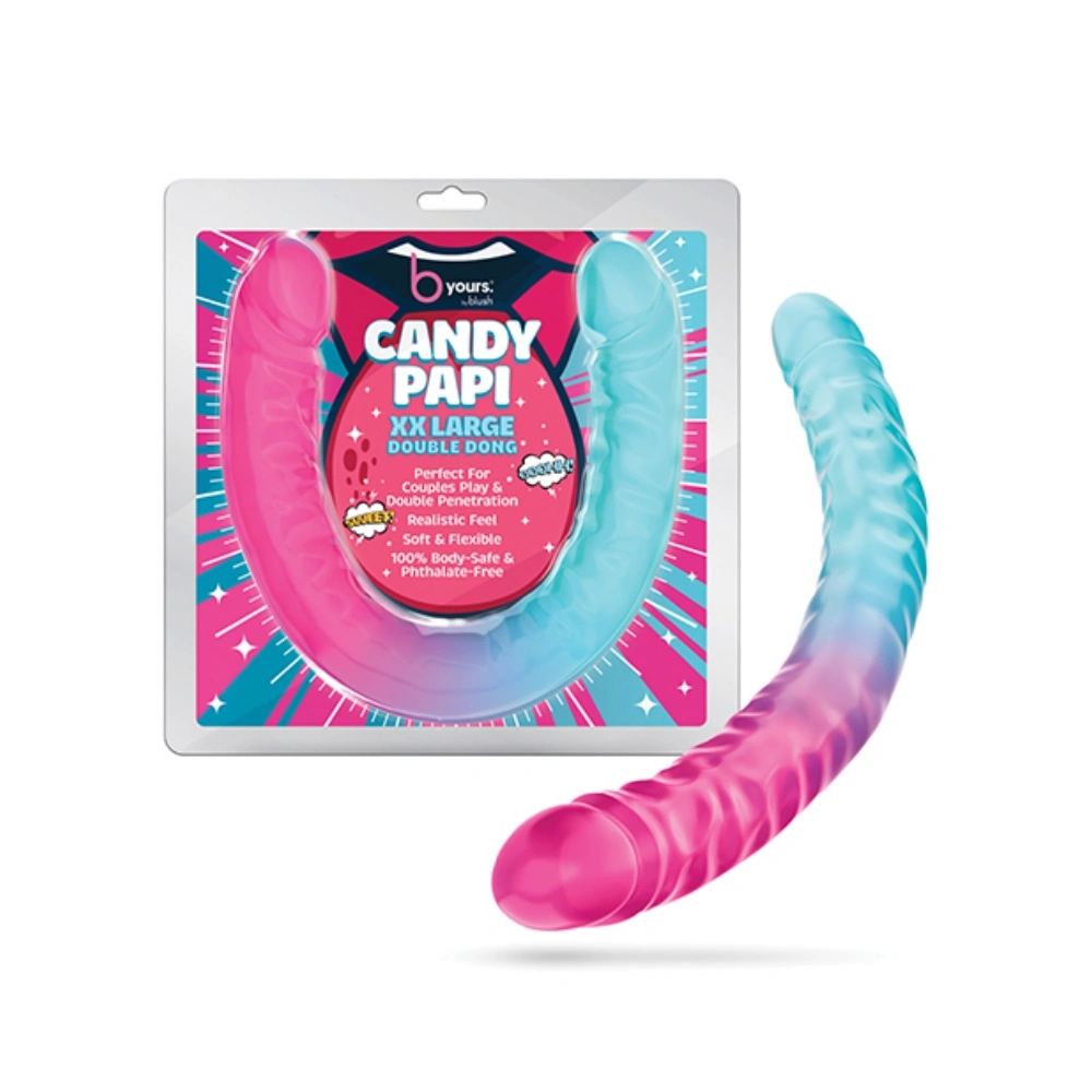 Blush B Yours 18 Inch XX Large Double Dong Candy Papi Ultra Soft Dildo for Lesbian Play