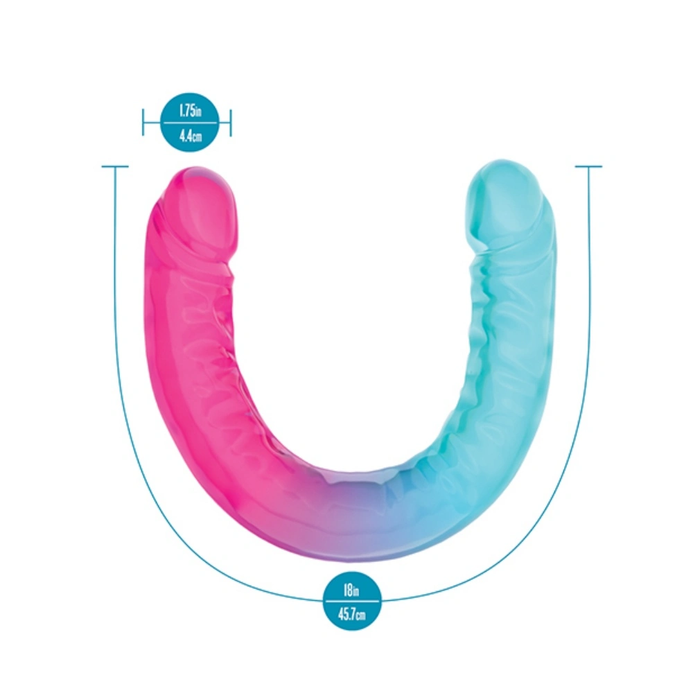 blush 18 inch double dildo ultra soft flexible for lesbian couples