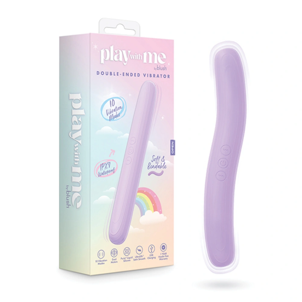 Blush Play With Me Double Ended Vibrator Clitoral & Nipple Vibrator Silicone Massager