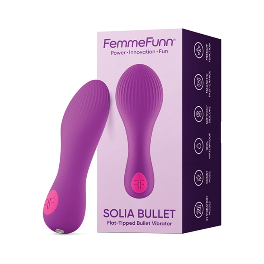 Femme Funn Solia Bullet Vibrator for Women Flat Tip Pinpoint Clitoral 21 Modes Silicone