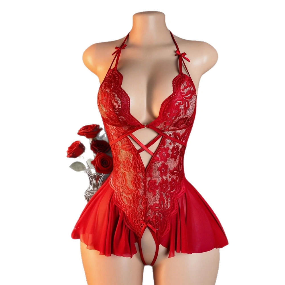 sexy deep v neck lace bodysuit crotchless teddy lingerie best quality